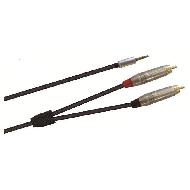 3.5 ملم ذكر إلى RCA مزدوج ذكر Y كابل صوتي أسود طول كابل مختلف
