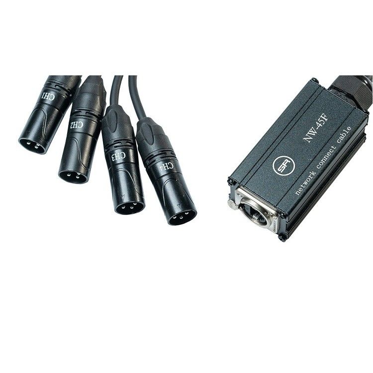 كابل تقسيم الشبكة XLR 4 قناة 3-Pin Multi Snake Receiver إلى كابل إثيركون واحد Rj45