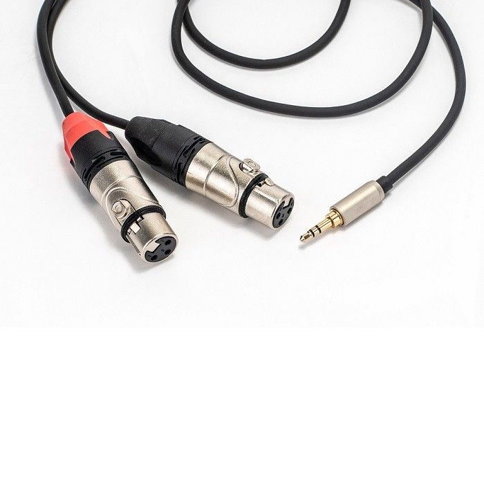 كابل إضافي نسائي Y Splitter 3.5mm ستيريو إلى كابل صوتي XLR مزدوج للمكبر الصوت