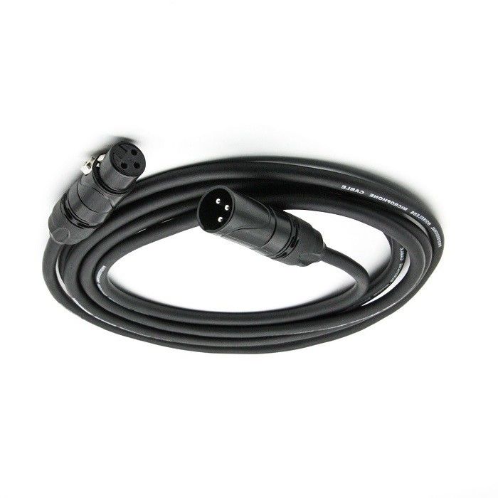 OFC Mic Patch Cord 3 Pin XLR Make to Female سلك الميكروفون الأسود 20ft